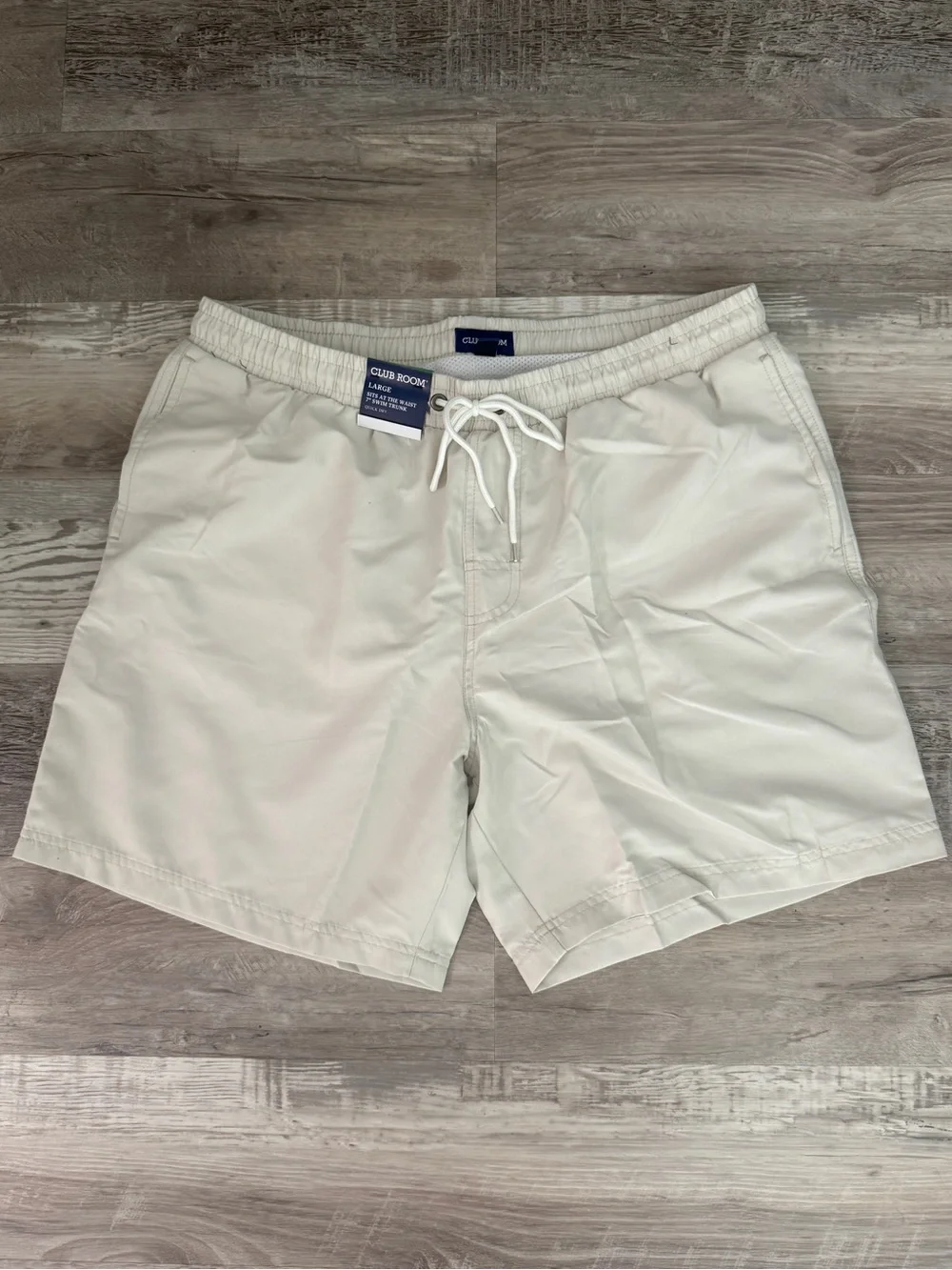 Club Room Men's Light Cream Swim Trunks with Drawstring